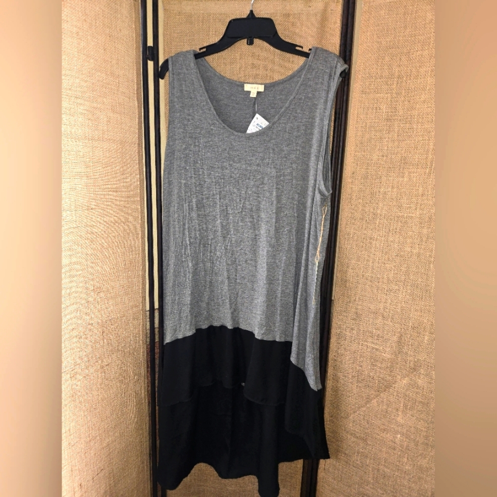 NWT Women's Me & U Gray Black High Low Sleeveless Maxi Dress